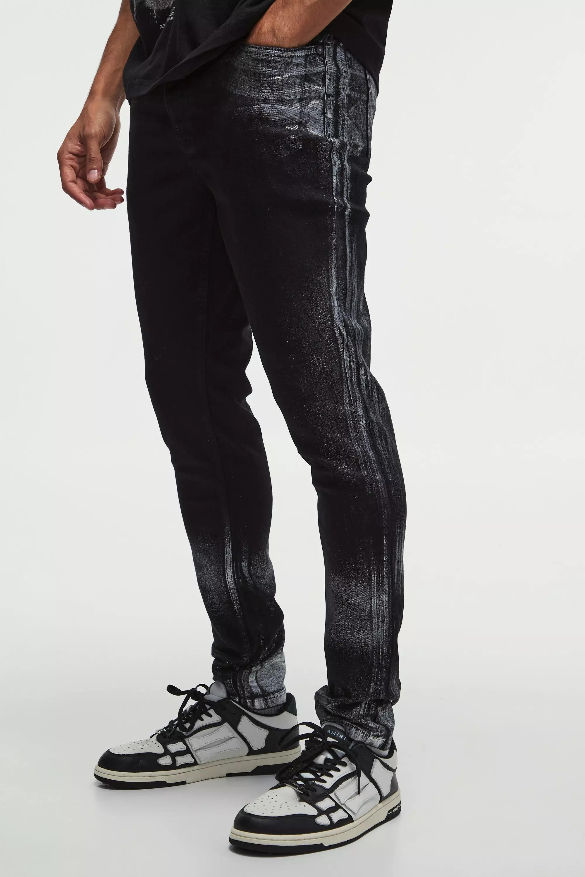 Stretch coated jeans clearance